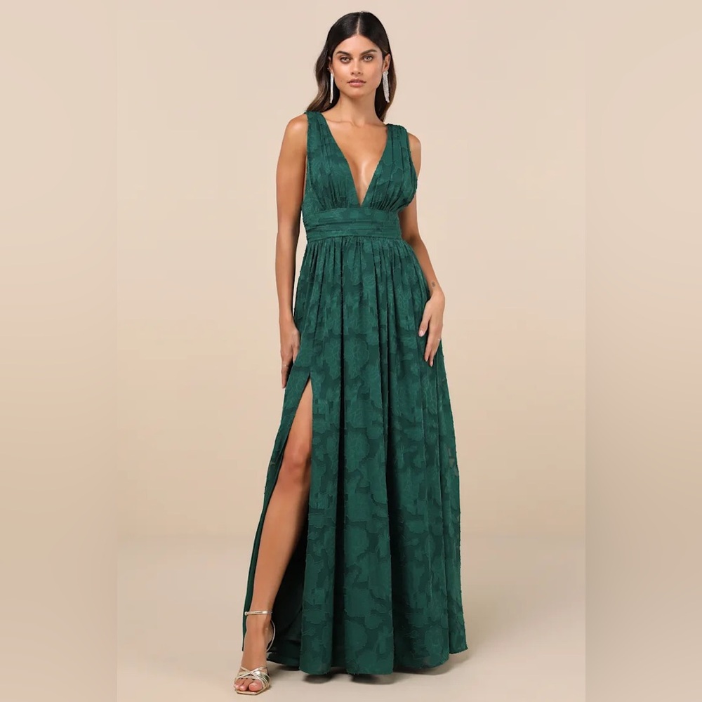 Lulus Sweet Sophistication Green Burnout Floral Maxi Dress - Picture 1 of 8